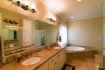 Dual vanities and large soaking tub